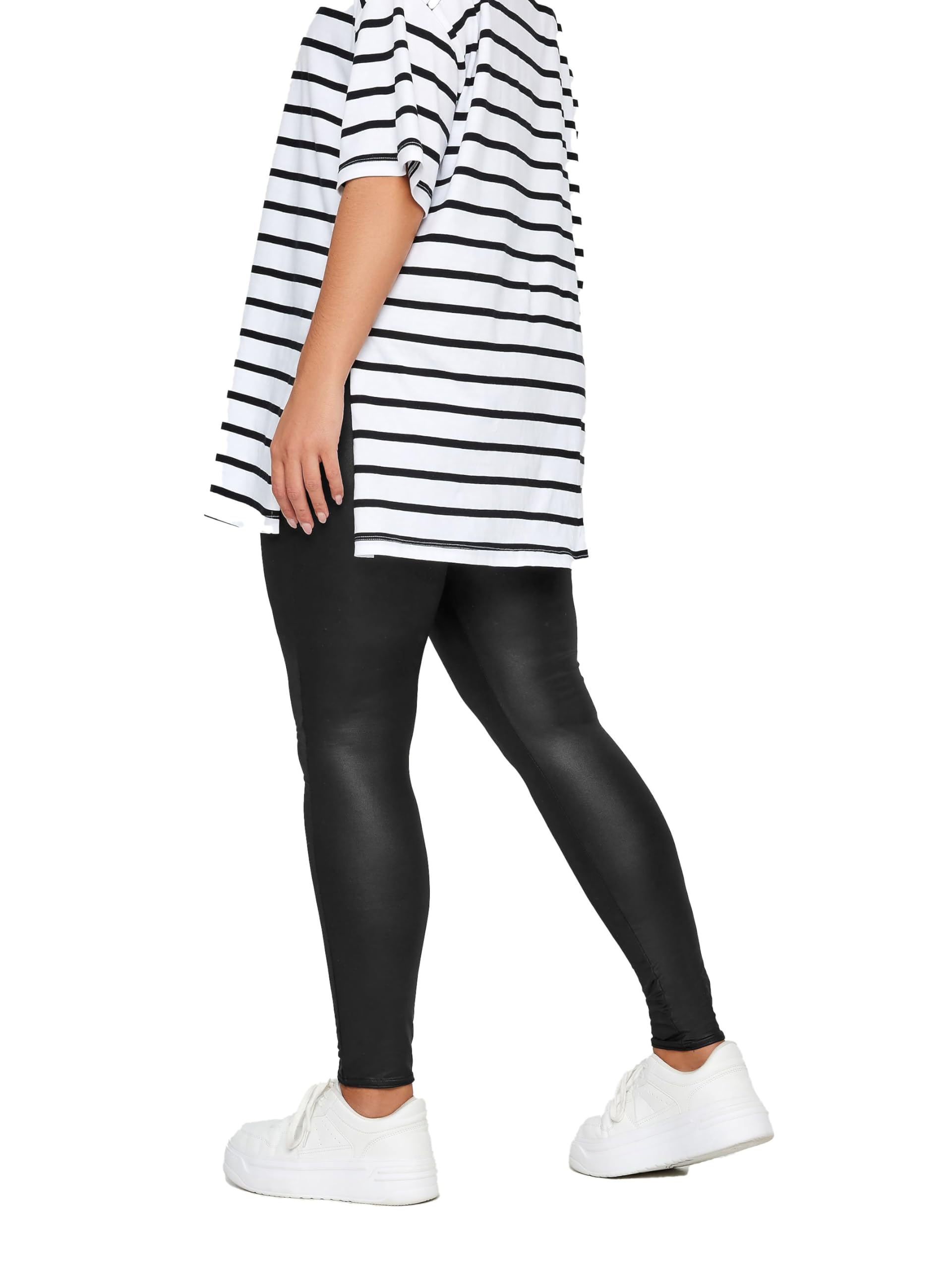 Yours Women's Black Leather Look Leggings In | : Size 20