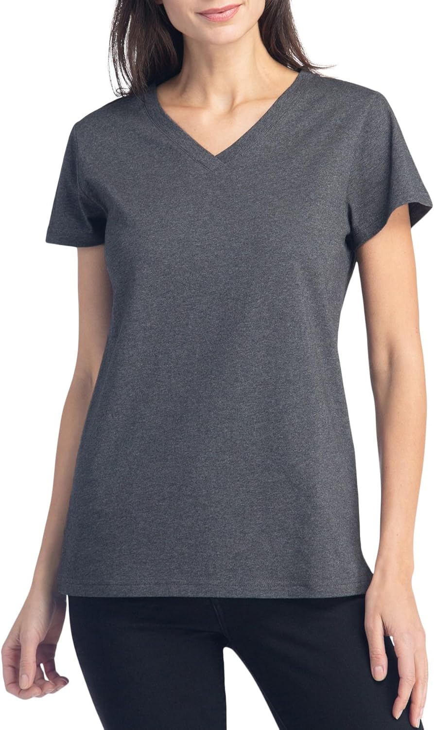 Fishers Finery Women's Ecofabric Short Sleeve Classic Fit V Neck Tee
