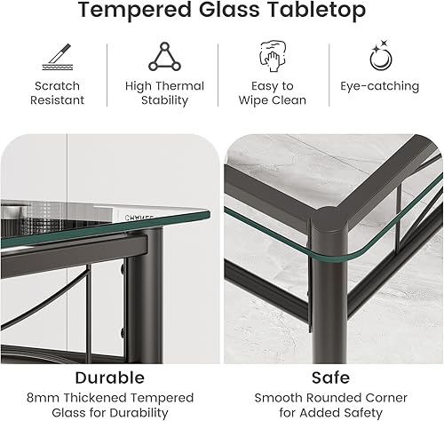 Miniatura 4 de NAFORT Juego de mesa de comedor de 5 piezas para 4, moderna mesa de cocina de vidrio templado de 38 pulgadas con 4 sillas de comedor tapizadas,