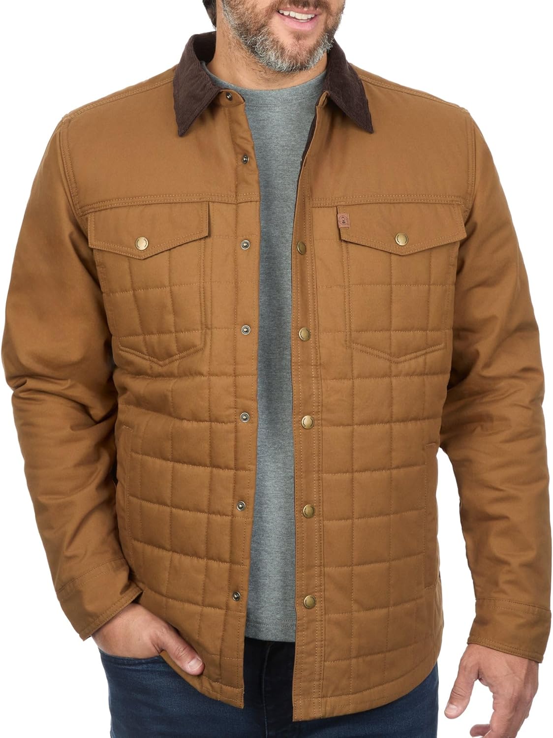 Coleman Quilted Utility Jacket - Durable Canvas Workwear Rugged Western Coat with Corduroy Trim and Insulated Warmth
