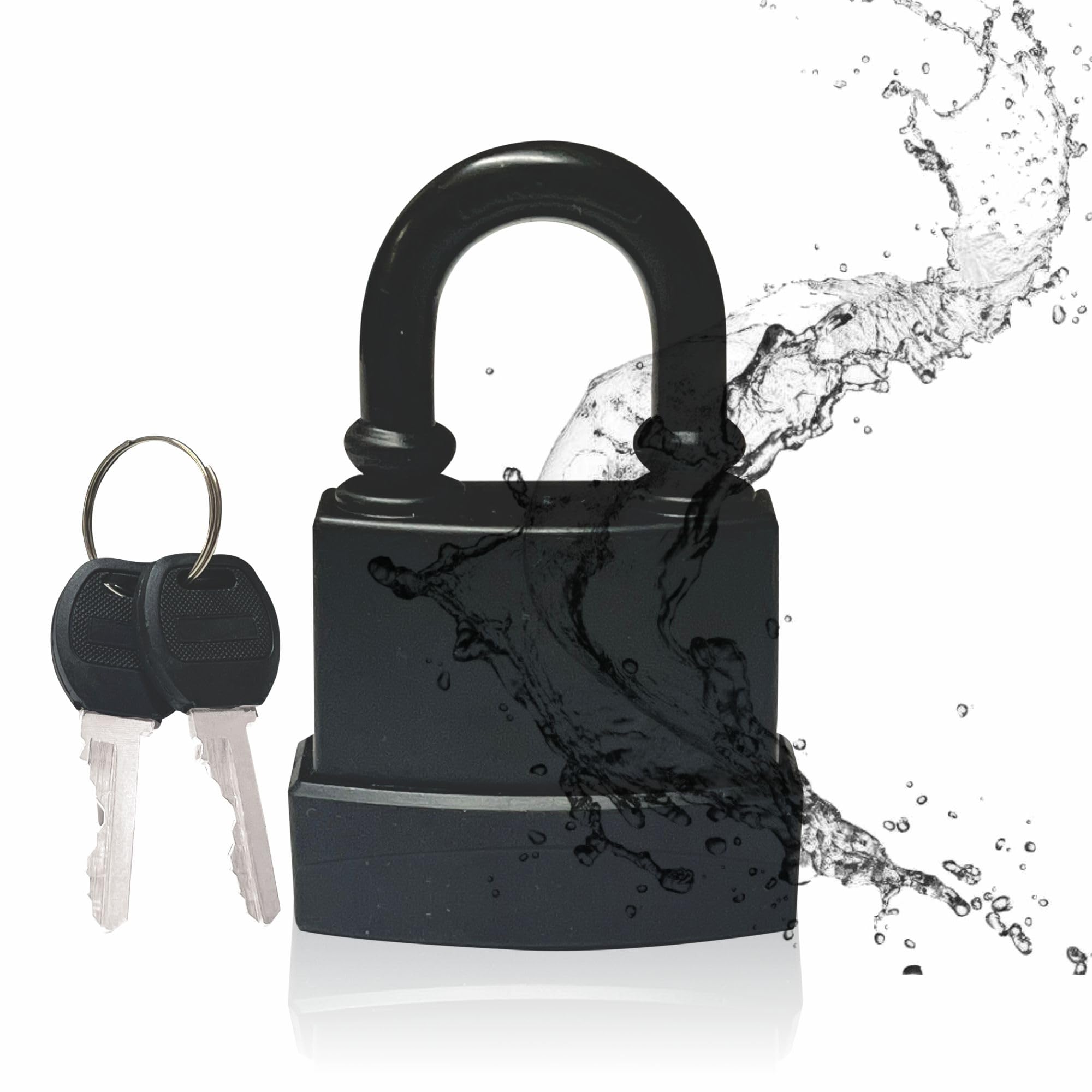 Padlock 45mm Waterproof Outdoor Padlock with 2 Keys High Security Safety Steel Lock Locks for Shed Garage Garden Gate Door Chain Safe Weatherproof Rust Proof Black (1) (Short Shackle)