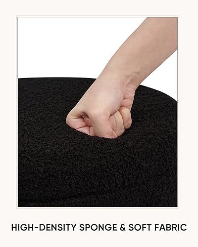 Miniatura 6 de Otomana redonda de almacenamiento Boucle de 14.6 pulgadas con tapa de bandeja, asiento de taburete plegable para reposapiés, mesa auxiliar, para