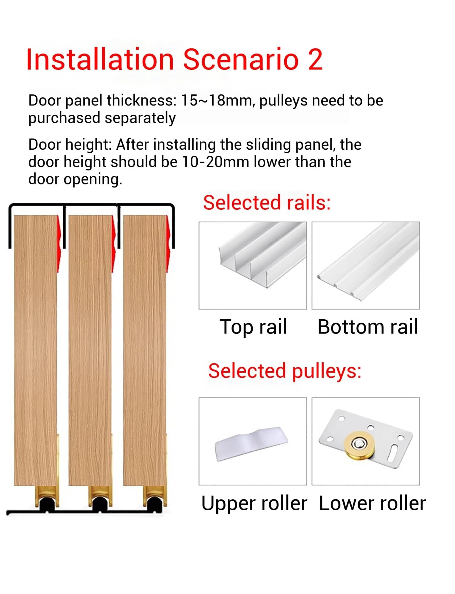 Kit de herrajes for puerta corredera de triple riel, rieles de aluminio de alta resistencia, derivación de 3 paneles ajustable de montaje empotrado for armario,(120cm/47.2in)