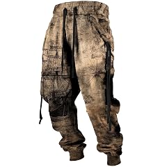 Mens Sweatpants Graphic Vintage Elastic Bottom Drawstring with Pockets Slim Fit Casual Joggers Tapered Pants