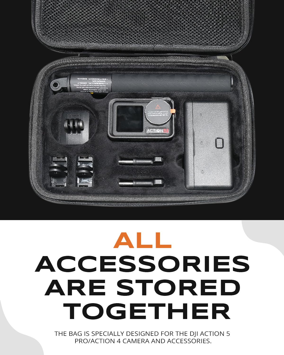 Semaiki Cambo - Borsa grande per fotocamera DJI Osmo Action 5 Pro, custodia impermeabile per fotocamera Surface Action 4/3, kit di accessori, custodia da viaggio portatile con tracolla staccabile
