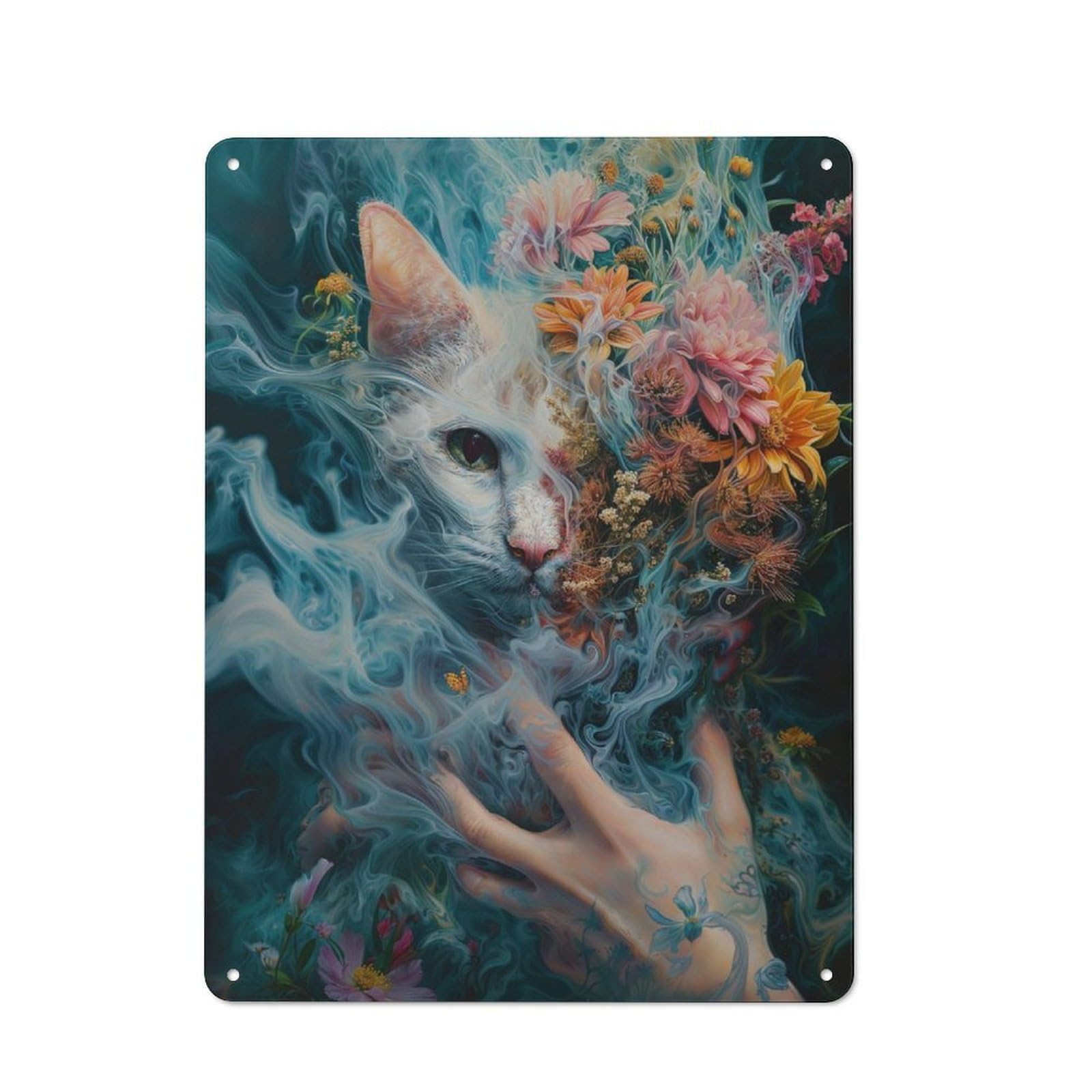 Junmoney Ethereal Feline Tin Wall Plaque 40X30cm With For Pub Or Café, With Clear Vintage Wall Decor Character