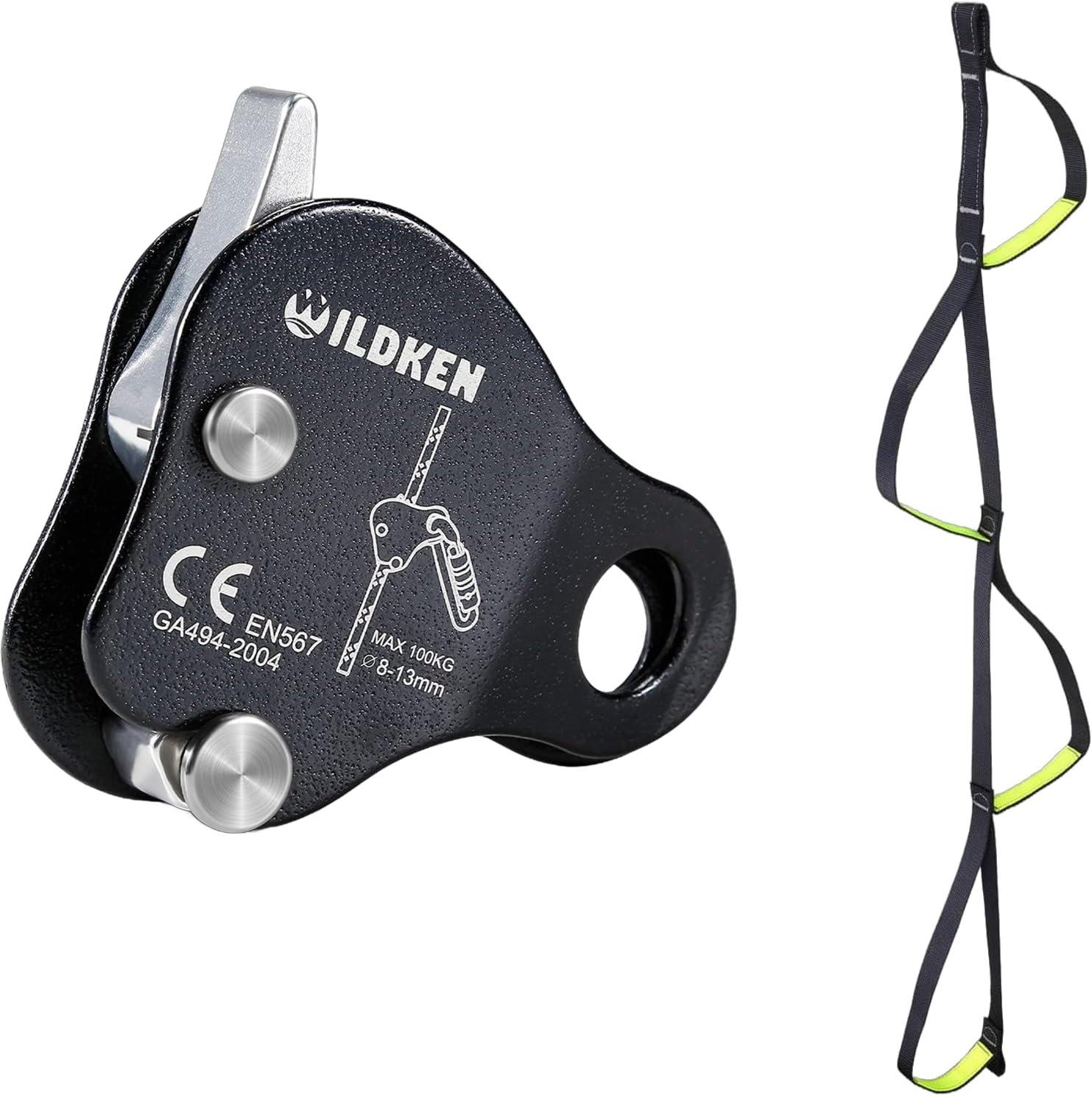 WILDKEN Climbing Ascender Fall Protection Belay Device Climbing Rope Grab for Rock Climbing,Climbing Aider 4 Step Foot Ascender Loop Climbing Rope Ladder Etrier Aid Tool for Rock Climbing