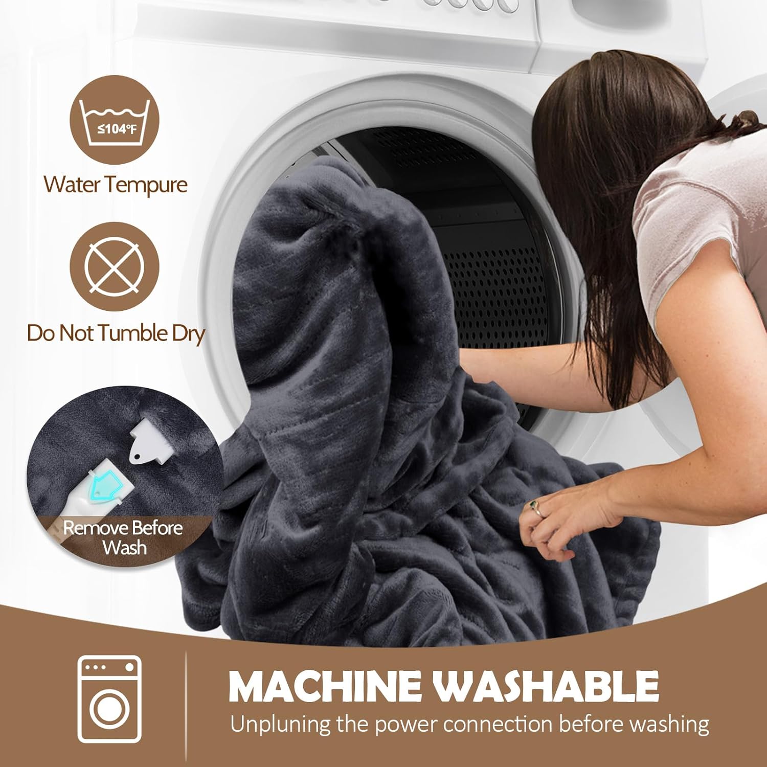 Wearable Heated Throw Blanket, Electric Heated Wrap Poncho Shawl & Hoodies with Pockets, 7 Heating Levels & 4 Hours Time Settings, Machine Washable with ETL Certification 40" x 70", Gray - Image 5