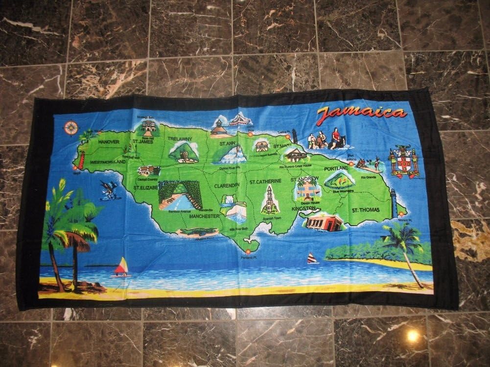 Jamaica Jamaican Map 30"x60" Cotton Beach Towel