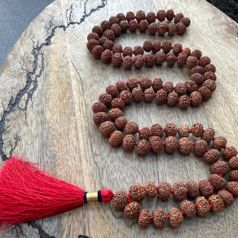 Natürliche AAA Große 8 Mukhi Rudraksha Mala, 108 Mala Perlen, 8 Mukhi Rudraksha Halskette, Gebet Mala, Meditation Mala, Japa Mala