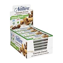NATTURA Cannolo Crunch Bio Cacao e Nocciole, Croccanti Cialde di Riso e Mais Ripiene di Crema alle Nocciole e Cacao, Snack Senza Glutine e Senza Lievito, Prodotto Vegano Senza Olio di Palma, 24 x 25 g