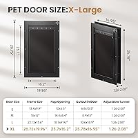 Vista 6 de Puerta XL para Perro de Aluminio para Puerta Exterior, Puerta Extra Grande para Perro, Puerta Resistente para Mascotas, Dobles Solapas Magnéticas