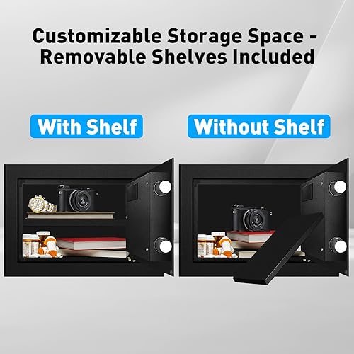 Miniatura 2 de TOTOY Caja de seguridad personal pequeña de 0.8 pies cúbicos con sensor de luz, teclado electrónico, construcción de acero segura oculta con
