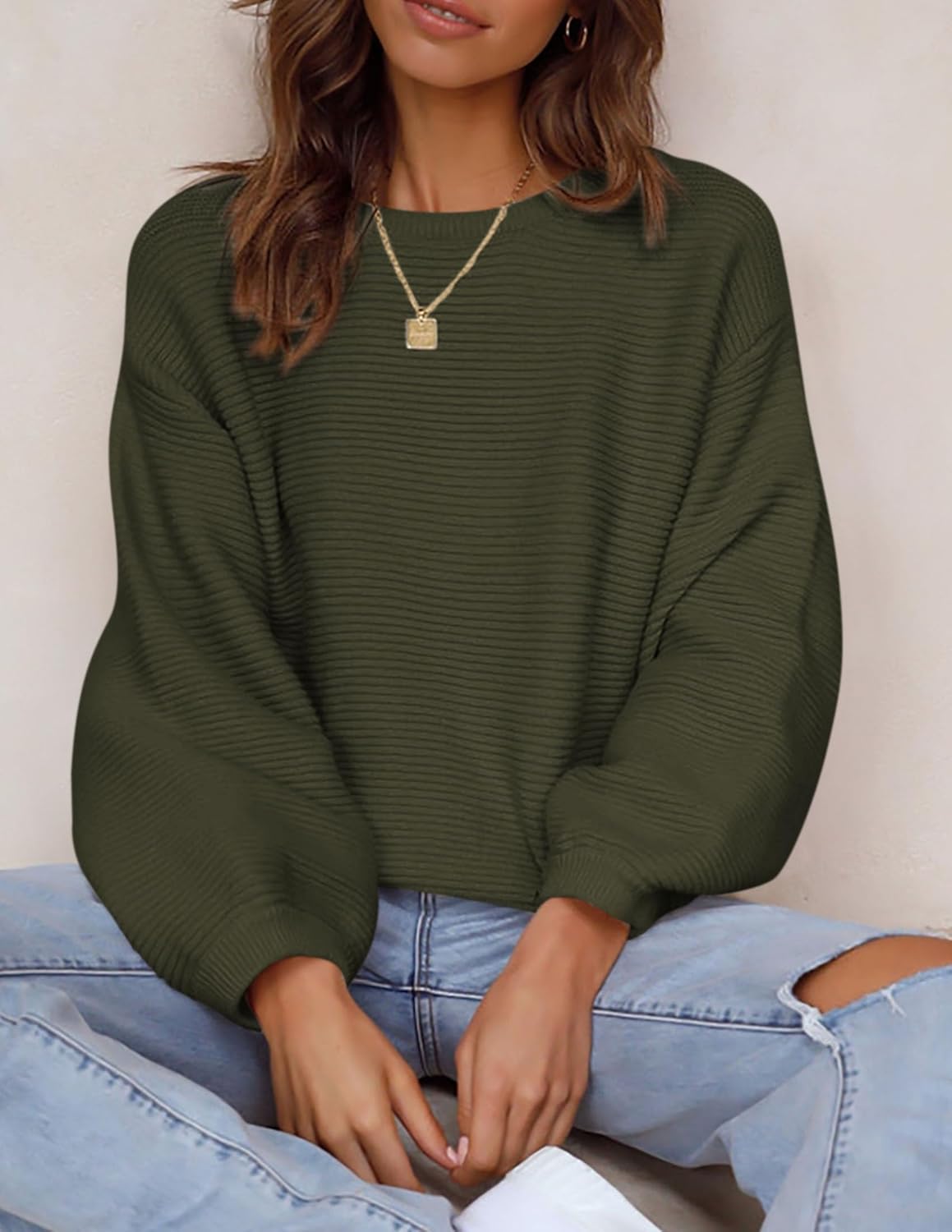 PRETTYGARDEN Womens Fall Sweaters 2025 Casual Loose Crewneck Ribbed Long Sleeve Top Knit Pullover Sweater - Image 5