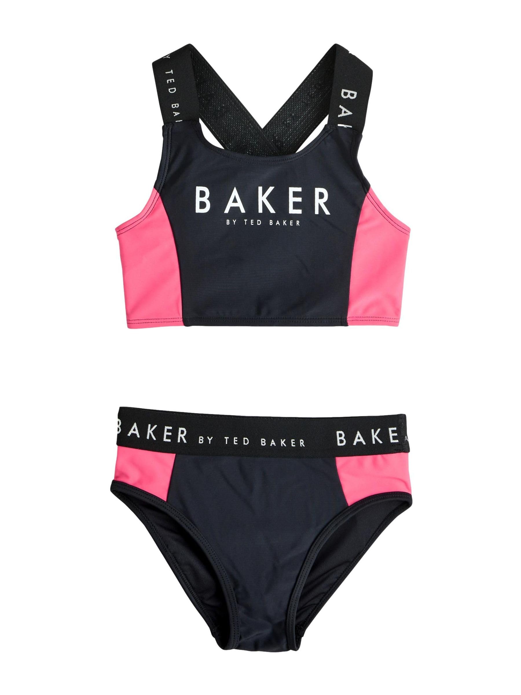 Ragazza Set 2 Pezzi Bikini Nero a Blocchi di Colore