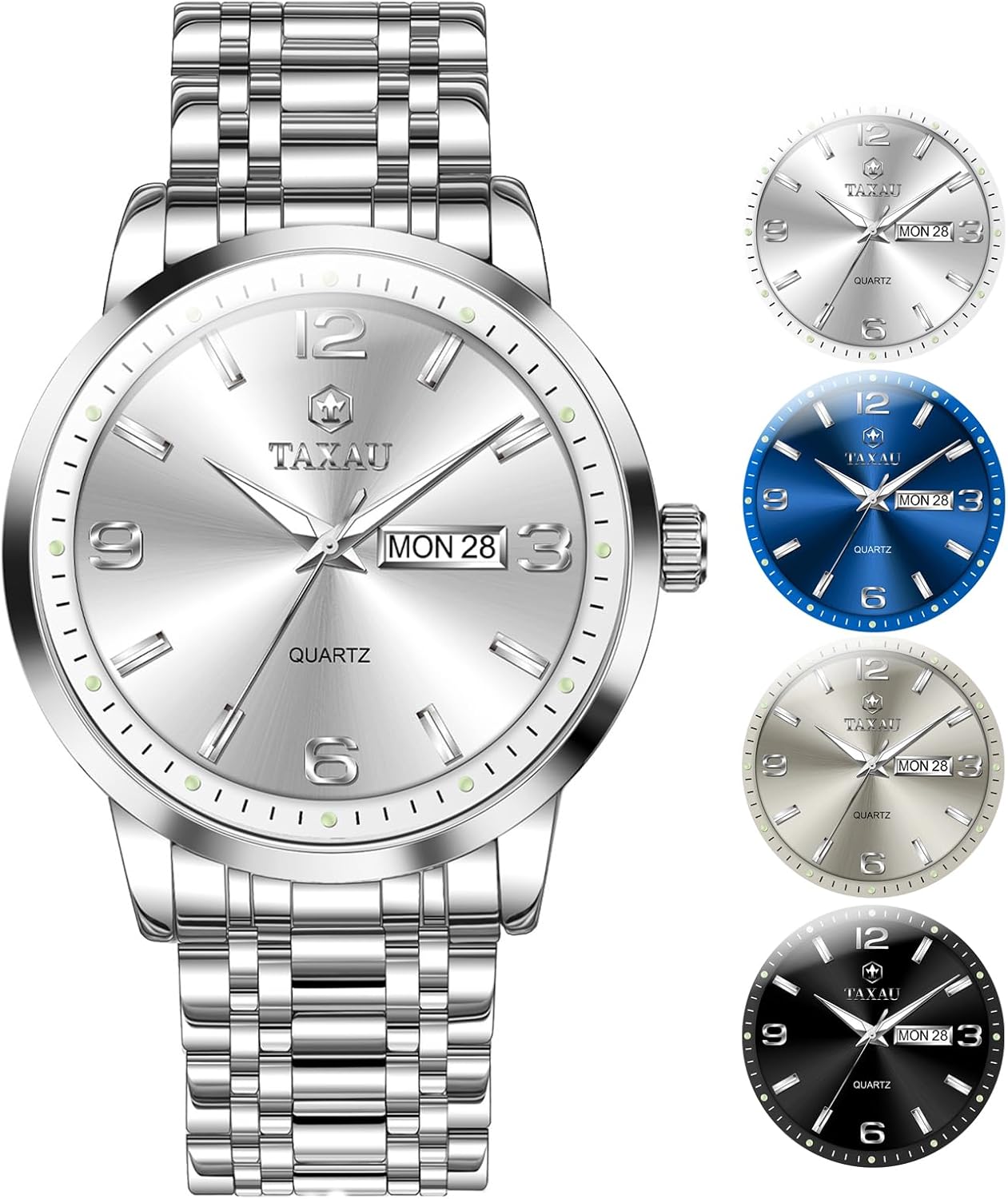 Mens Watches Large Face Casual Watches for Men Luxury Analog Quartz Men's Wrist Watch Classic Waterproof Mens Dress Watch with Day Date Luminous Relojes para Hombre