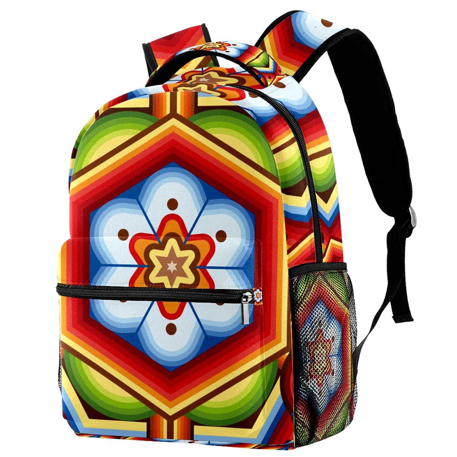 Sac à dos décontracté pour femme géométrique multicolore chic - 7