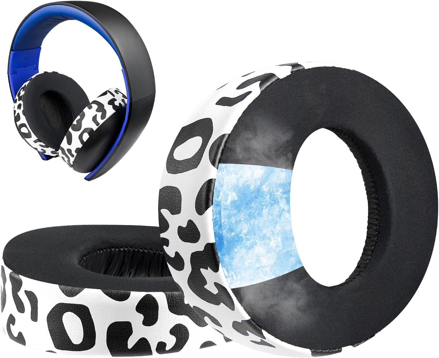 SOULWIT Replacement Ear Pads for Sony Gold Wireless PlayStation PS4 Headset, Earpads Cushions for 2014 Version (Model CECHYA-0083) Headphone - 0083 CG Snow Leopard