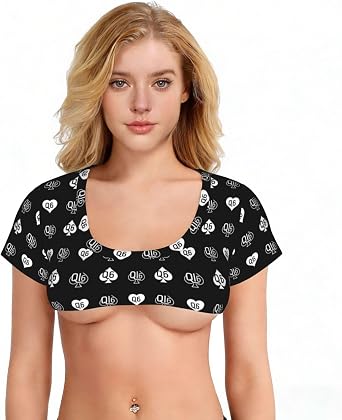 Womens Versatile Crop Top Short Sleeve Scoop Neck Cute Mini T-Shirt