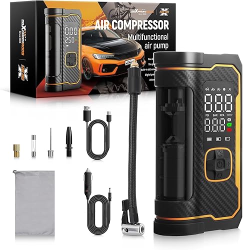 maXpeedingrods Inflador de neumáticos, compresor de aire portátil de 150 PSI, bomba de aire inalámbrica para neumáticos de automóvil con pantallas