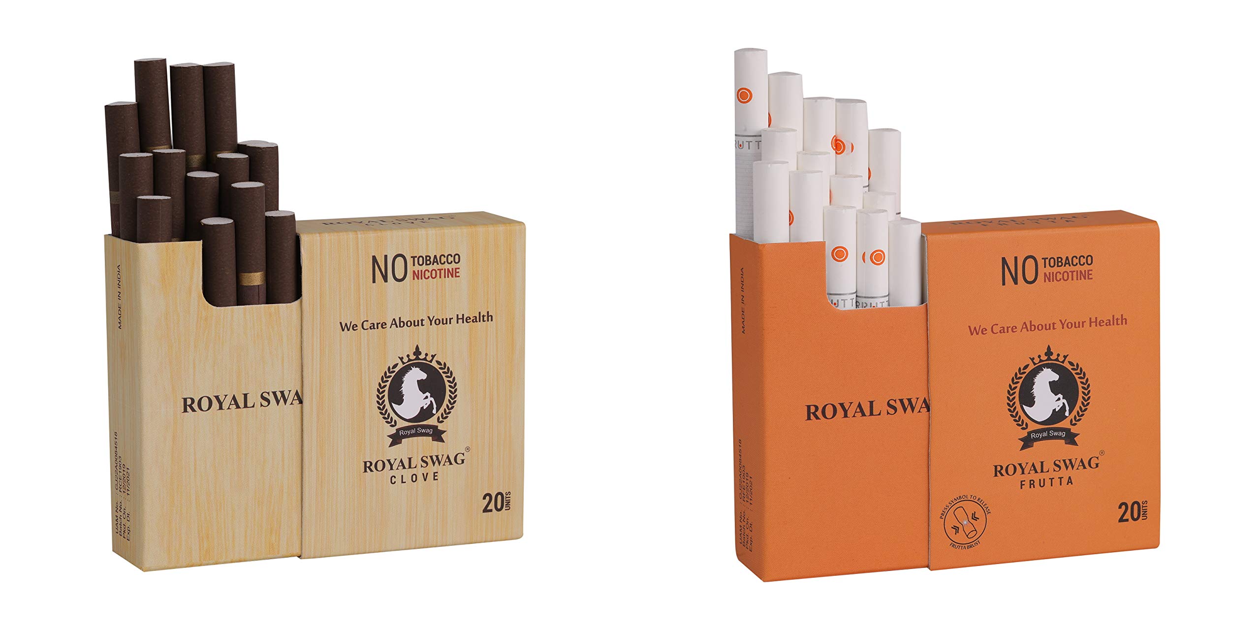 Royal Swag Ayurvedic Cigarette 20unit Pack Combo Clove&Frutta Flavour Nicotine Free and Tobacco Free