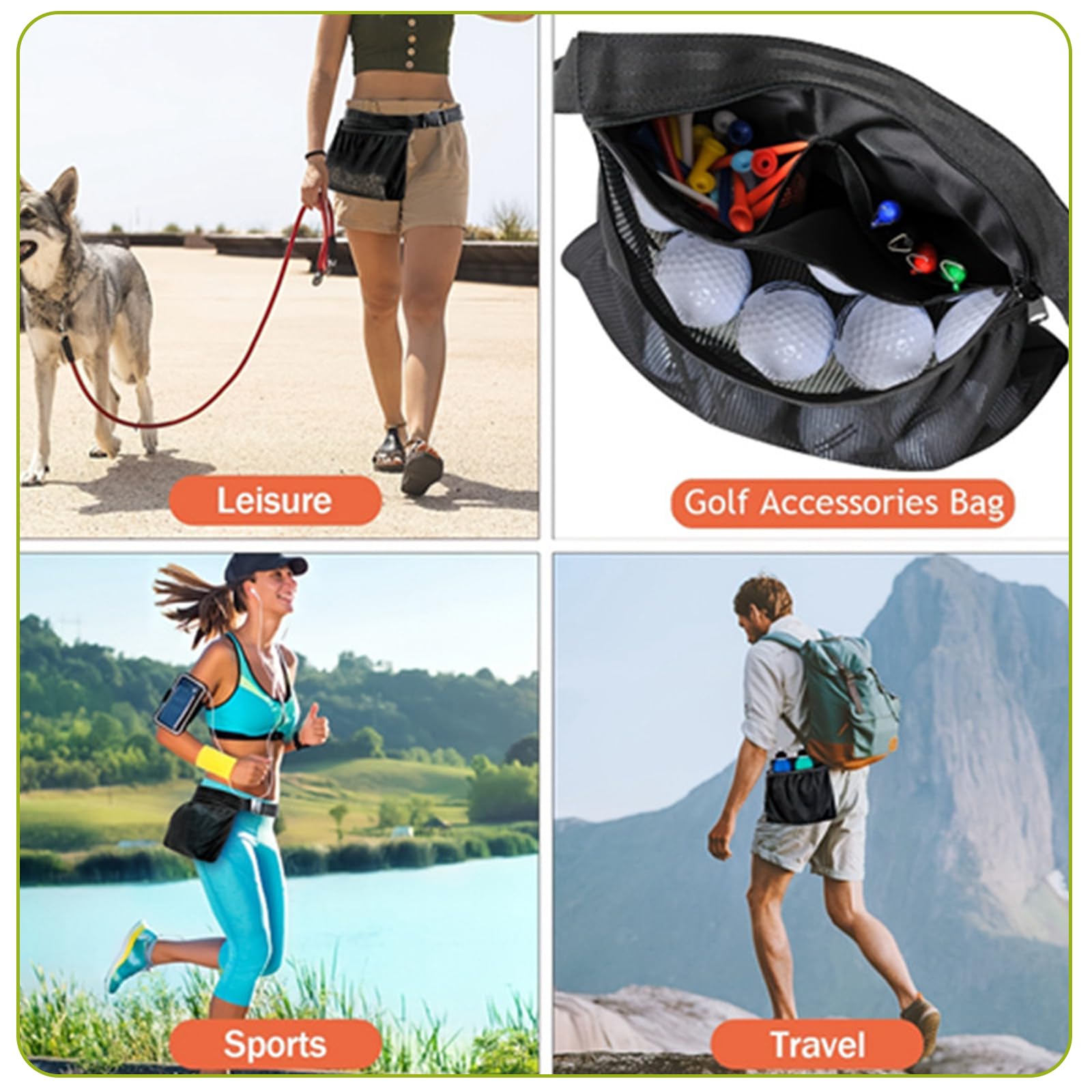 TYXHXTF 2 Malla para Pelotas Bolsa, Golf Pelotas Riñonera, Saco de Malla para Pelotas con Cierre de Cordel, para Tenis, Golf y Tenis de Mesa