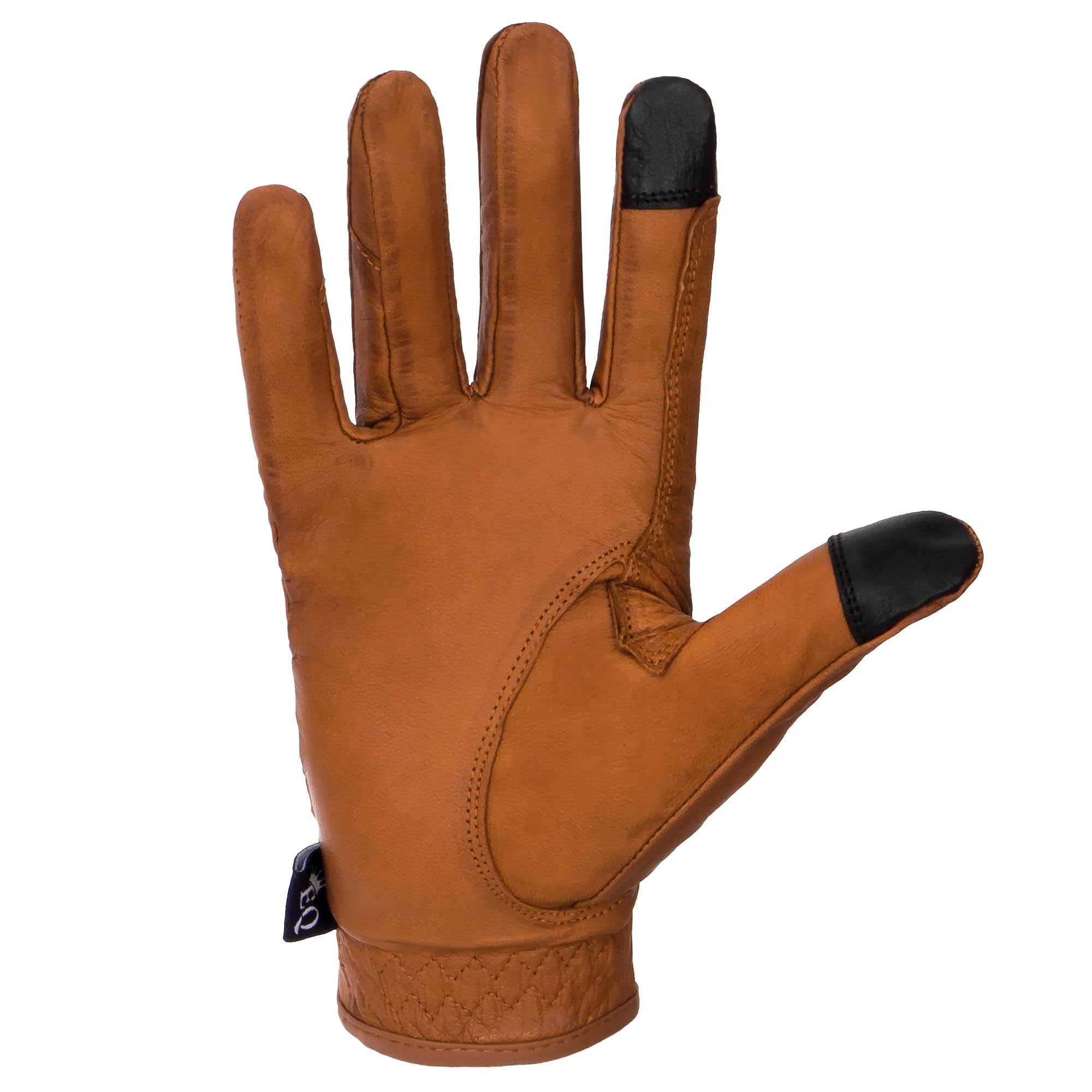 Reithandschuhe Leder Touchscreen – Atmungsaktive, natürliche Lederhandschuhe mit Verstärkung, Perfekter Grip & Touch-Funktion - Mauritius