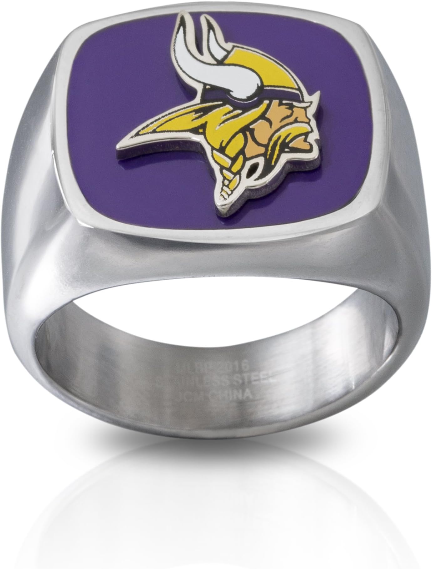 NFL Minnesota Vikings Men's License Stainless Steel Logo Ring, Size 10, Purple