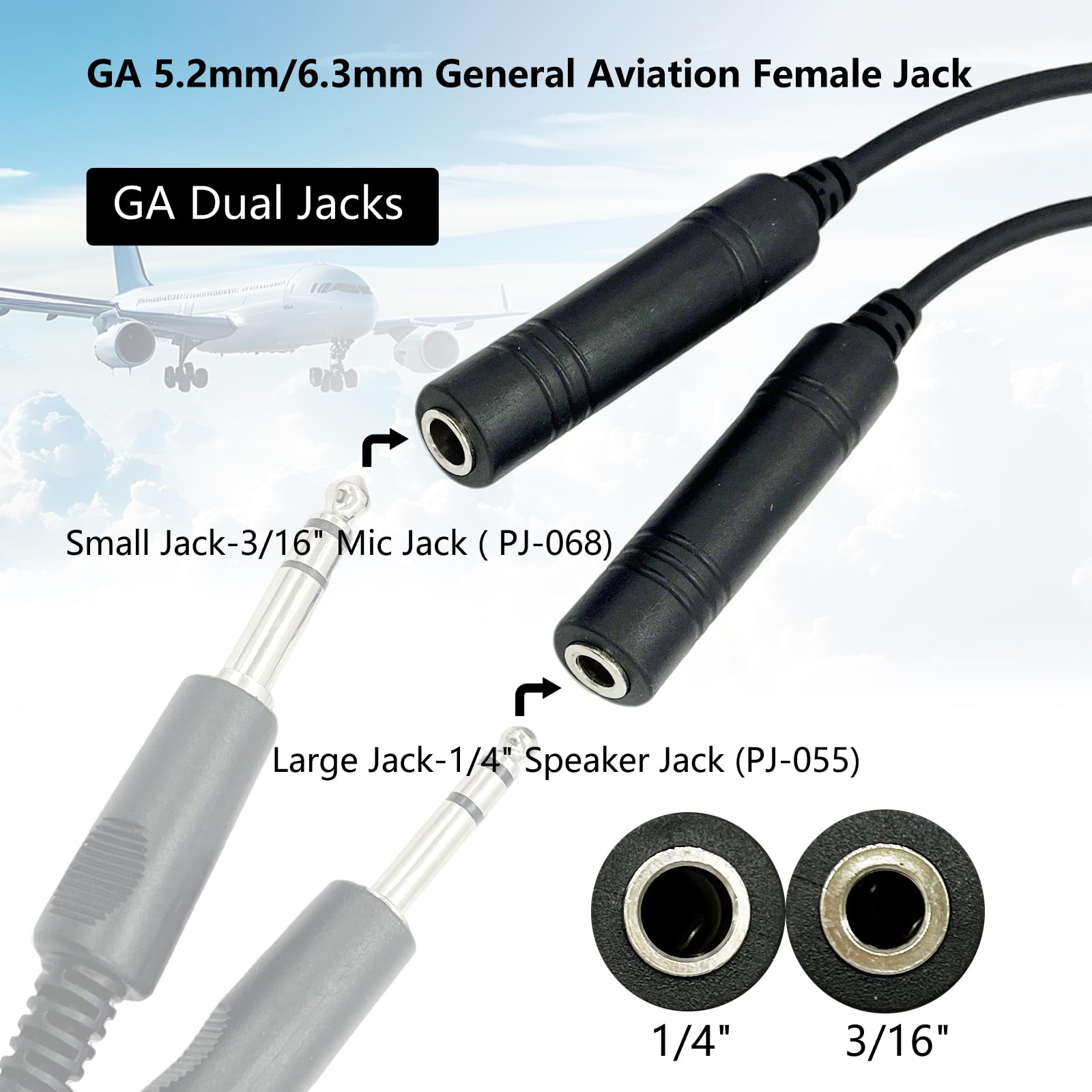 Amazon.com: WODASEN GA Dual Plugs General Aviation Headset Twin