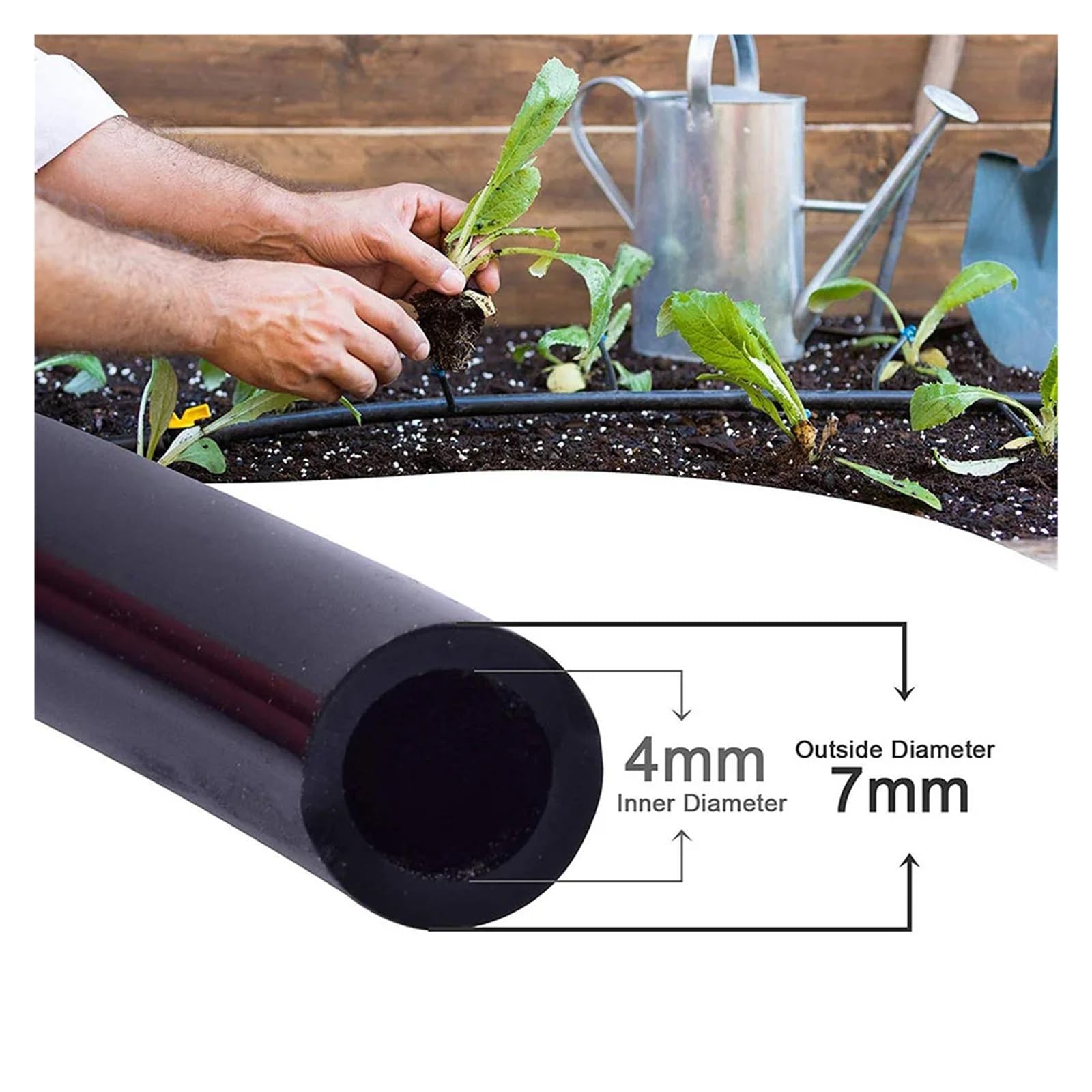 Tubería de agua de PVC de 4/7 mm for sistema de riego por goteo de jardín | Tubo de riego de PVC for sistemas de riego de invernaderos y jardines.(20m (65.61ft))