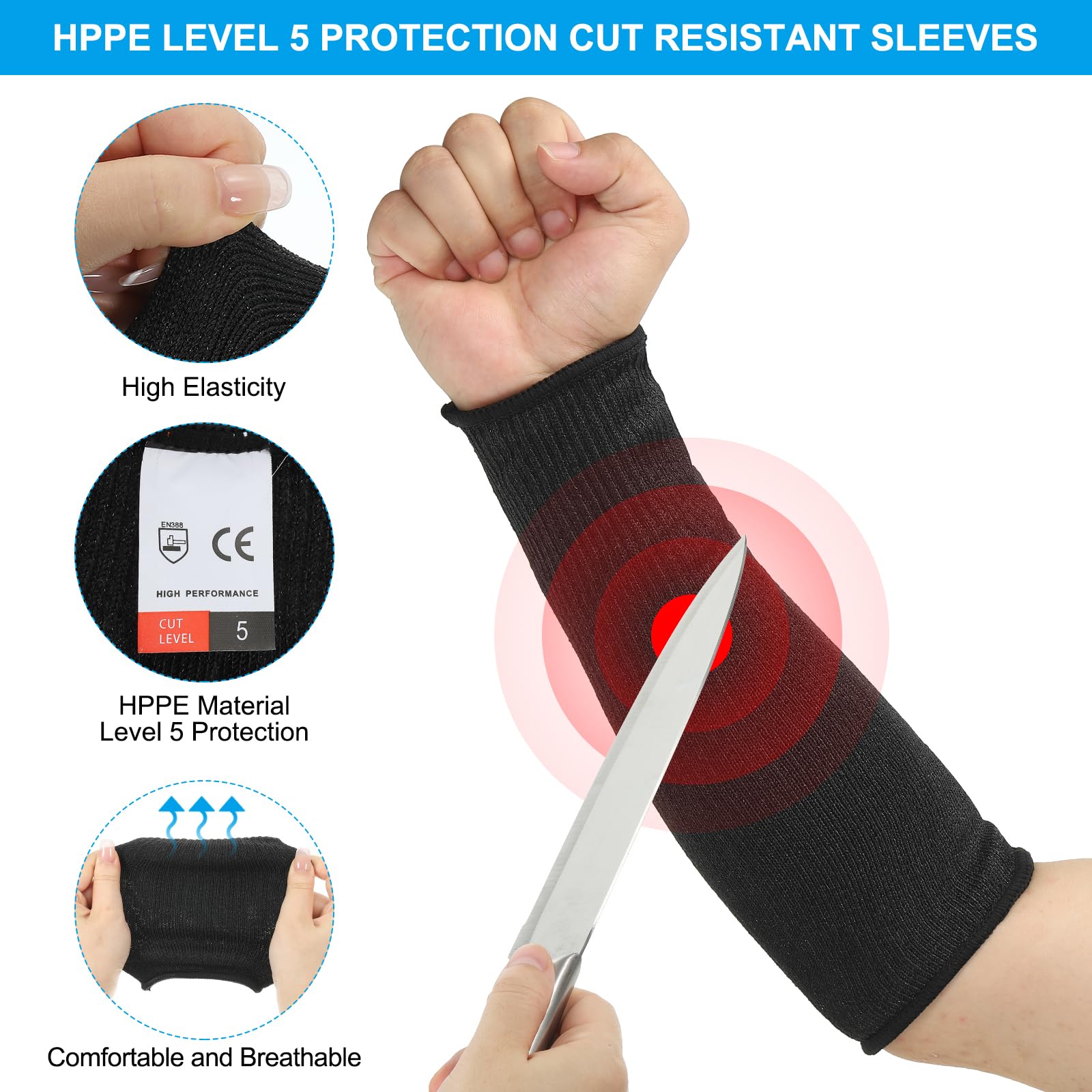 PATIKIL 12 Inch Cut Resistant Sleeve - Image 3
