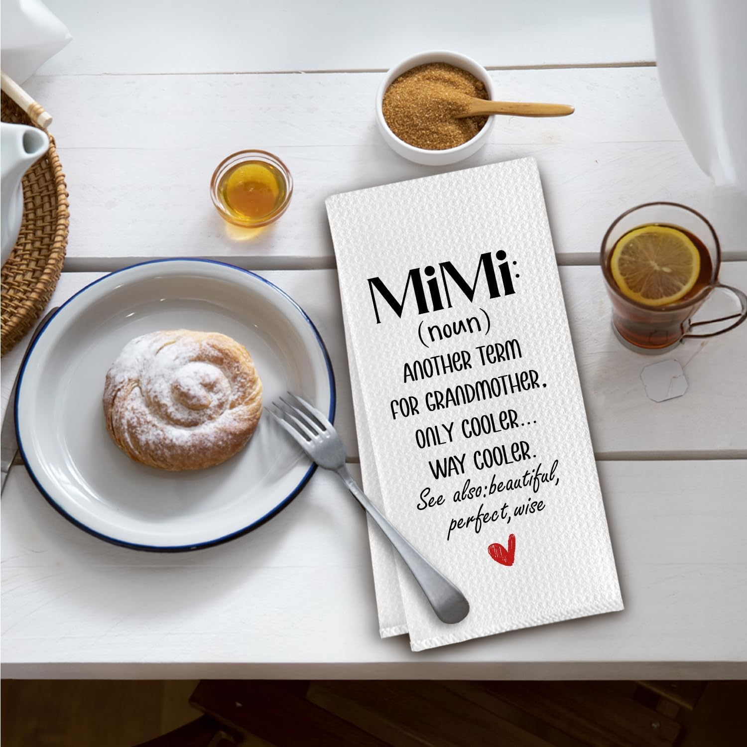 Mimi Grandma Kitchen Towels,Grandma Gifts from Grandkids Dish Tea Towels,Mimi Grandmother Gifts for Birthday Christmas Decorative Hand Towel for Kitchen Bathroom, 16x24 Inch - Image 2