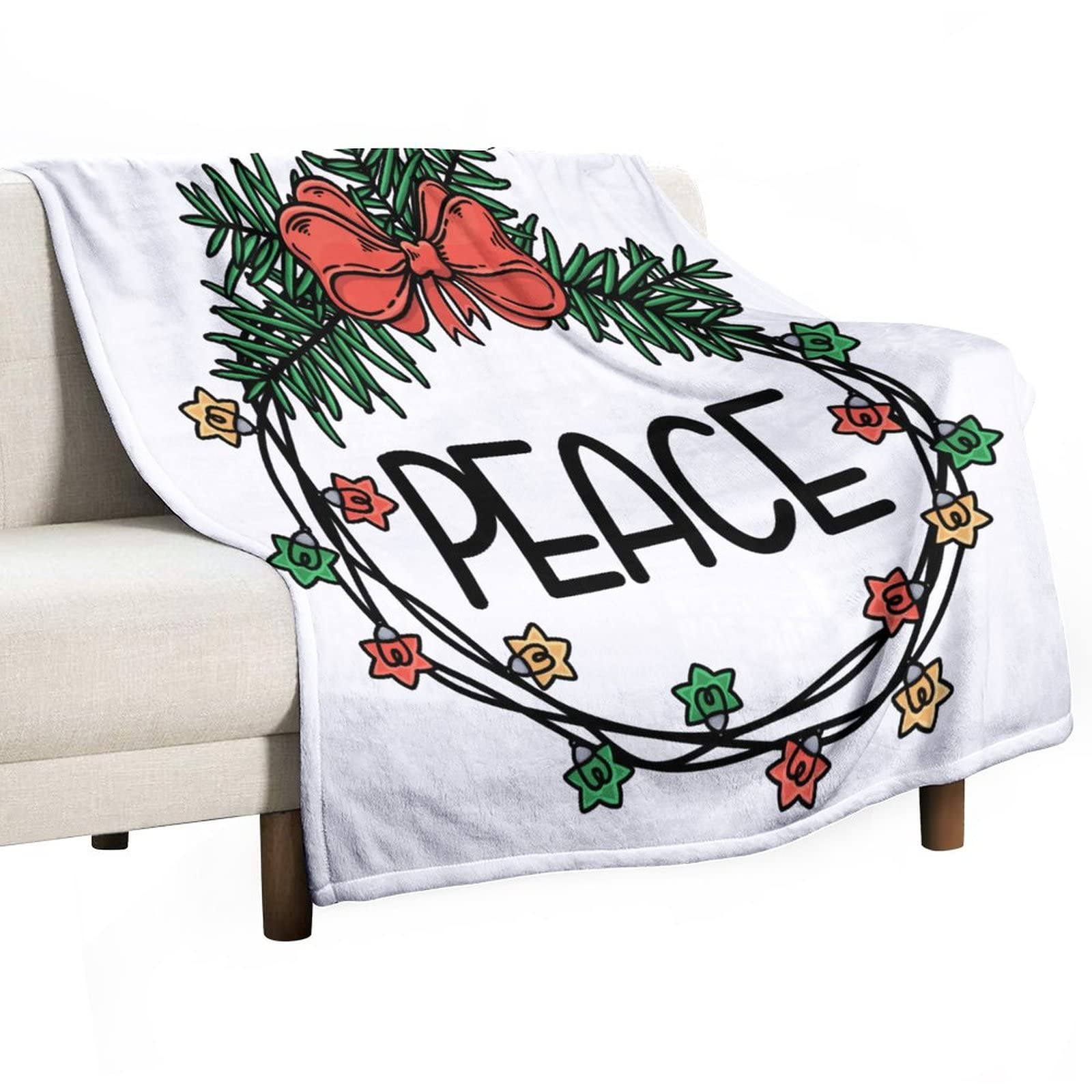 Couverture de Noël double face au drapé élégant couronne de paix