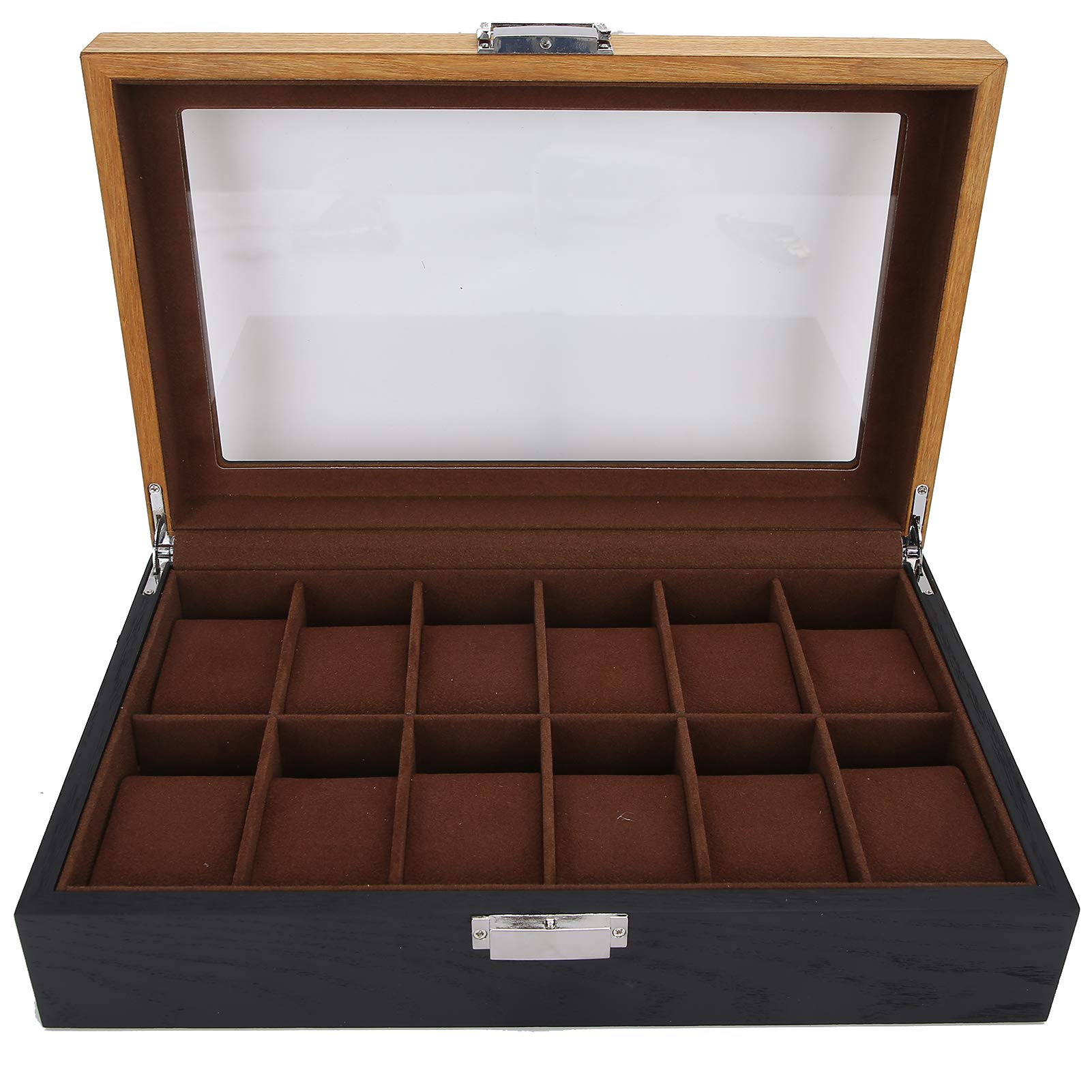 Garosa Watch Storage Box, 12 Slots Wooden Case Organizer Storage Design Display Case Wooden Watch Display Case Watch Organizer