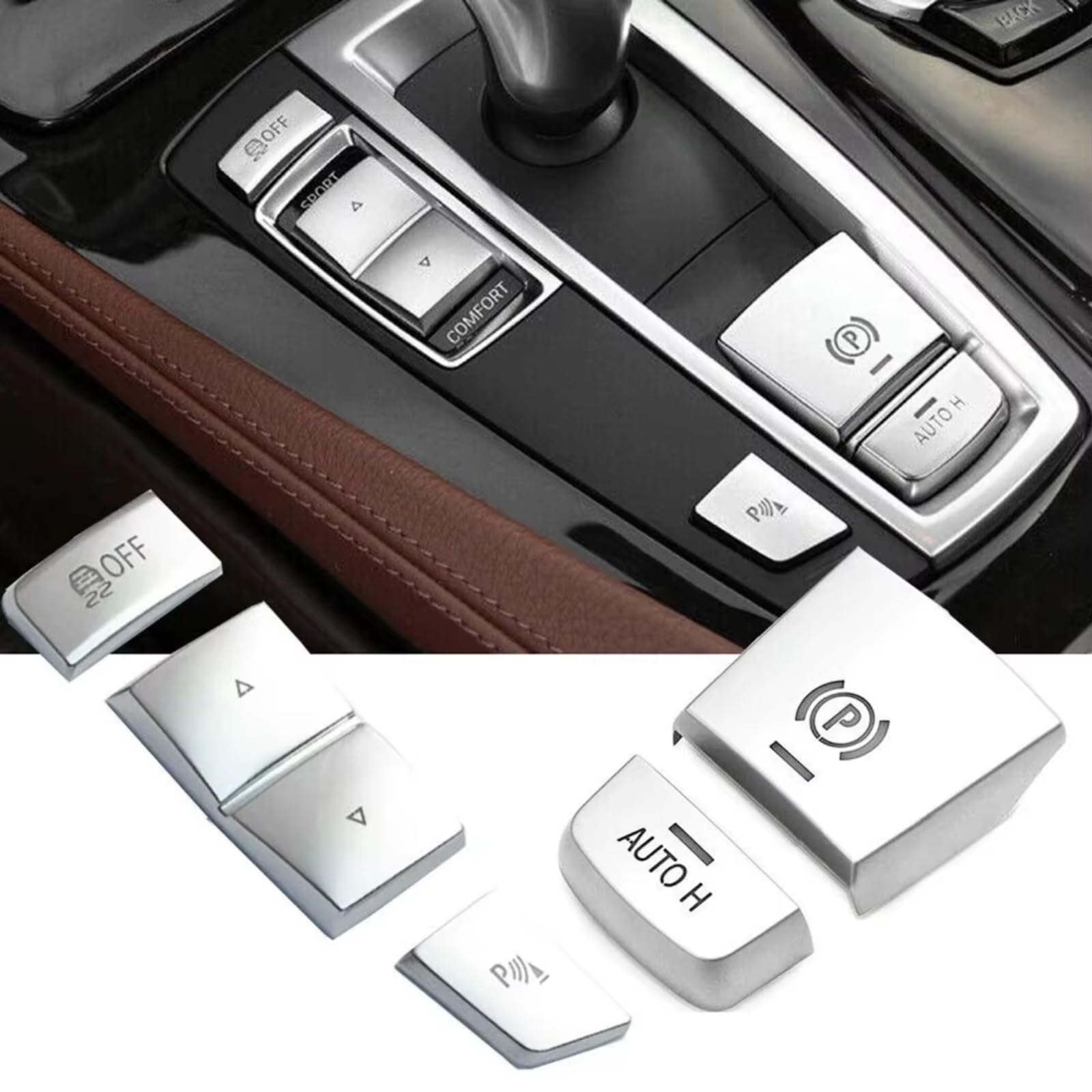 Compatibile Con BMW Per X3 F25 X4 F26 F07 F06 F12 F13 5 Pezzi Pannello Freno A Mano Cambio Interruttore Laterale Pulsante P Copertura Parti Ricambio