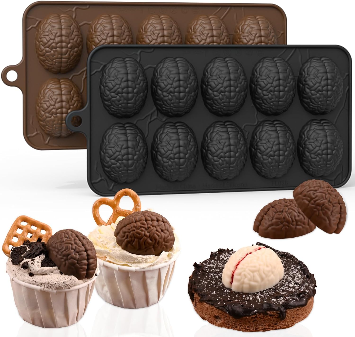 HUAKENER Brain Chocolate Molds (2 Pack Small Brain) Thumbnail