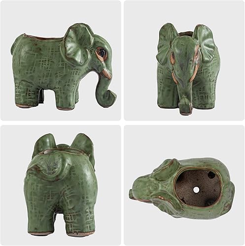 Miniatura 4 de Macetas pequeñas para suculentas con drenaje, maceta de cerámica para interiores y exteriores, bonitas macetas pequeñas de cactus/bonsái para Verde