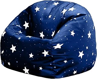 icon Star Print Kids Bean Bag, Navy Blue, Kids Bean Bag Chair with Filling Included for Girls and Boys, Childs Chair, Beanbags for Children, Nursery Décor, Playroom Décor, Bedroom Accessories