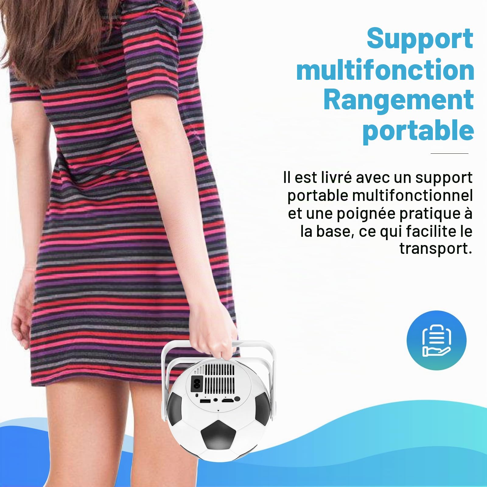 Mini-projecteur de Football 2026, Compatible 4K/1080p, 220 ANSI, avec Correction Automatique de la Distorsion trapézoïdale Verticale, Rotation à 270°, Wi-FI 6 Double Bande et Bluetooth 5.4