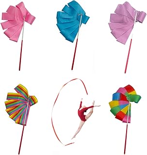 Danza Nastri 6Pcs Nastro per Ginnastica Nastro da Danza Nastro da Ballo Ginnastica Ritmica Bambina Nastro Palestra Nastro da Ballerina Palestra Nastro per Bambini Ginnastica di Ballo per Bambini
