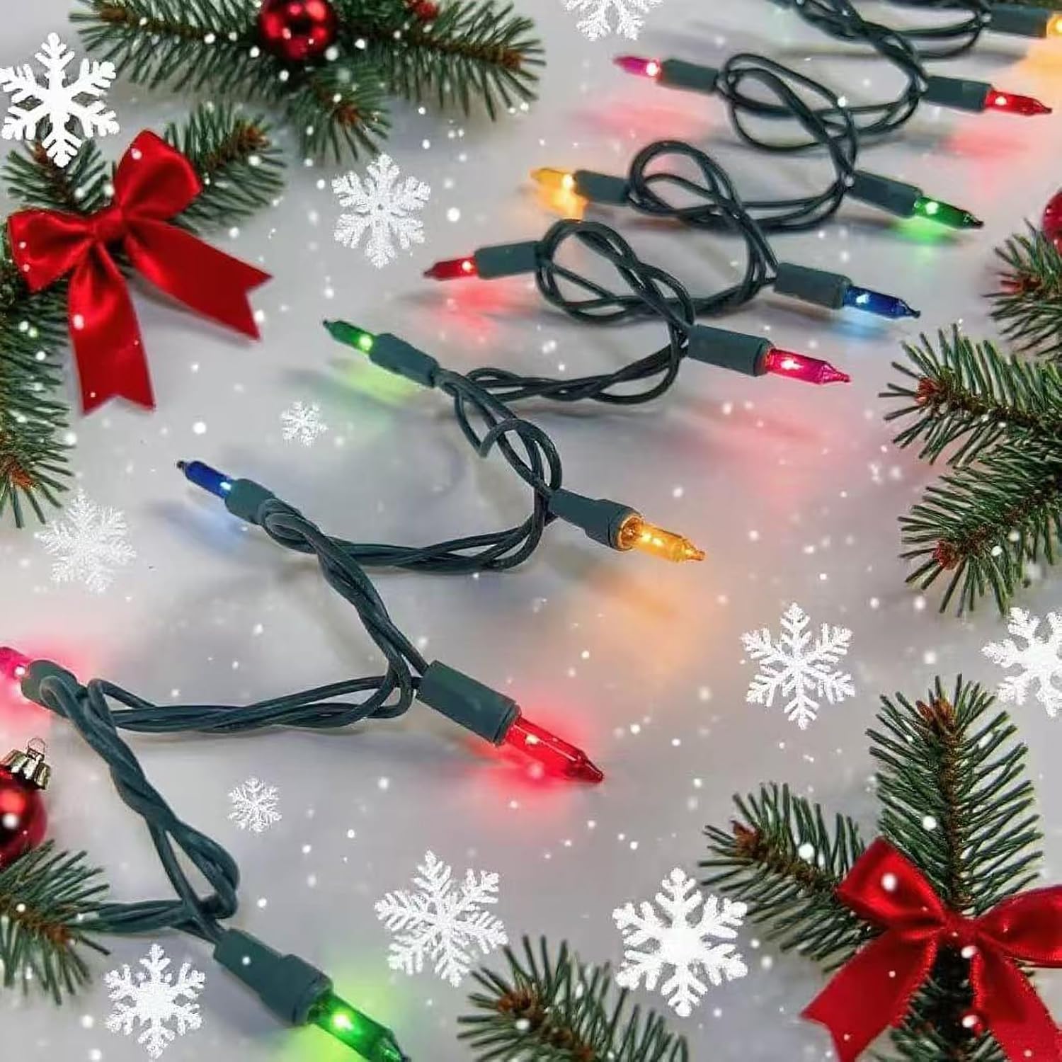 Christmas Lights Multicolor,Incandescent Light String Green Wire Indoor Outdoor, 200 Counts(2x100) 45 FT Length,Tree Light, Holiday Decorations in Party Birthday Bar