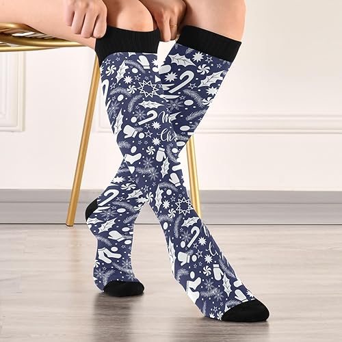 Vista 5 de KOPIRIT Merry Christmas Angel Compression Socks for Women Men Compression Stockings Circulation Support Socks Long Winter Boot Sock for Flights Gym