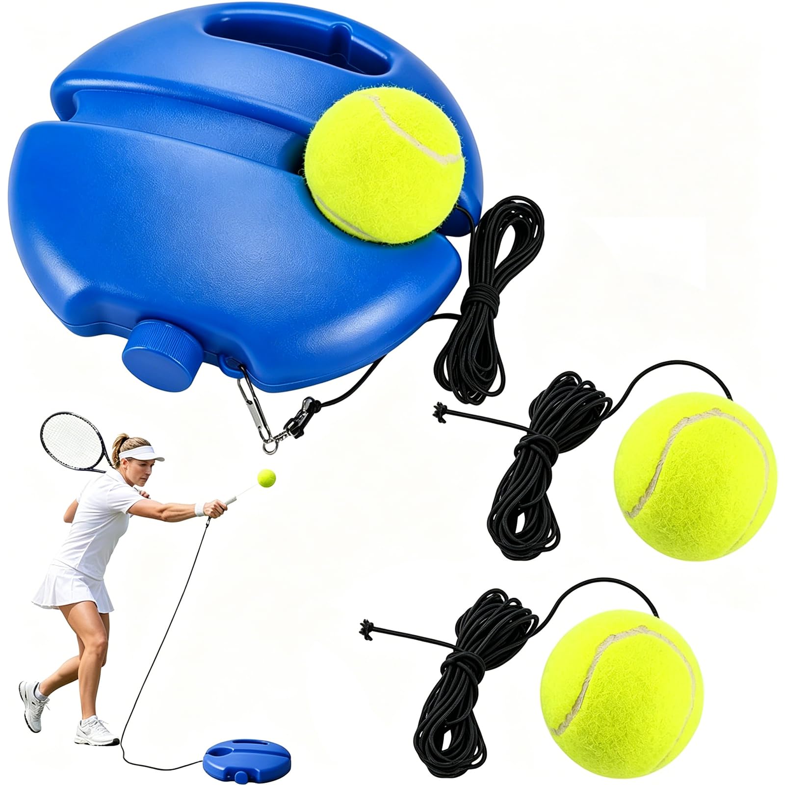 5 Stück Tennistrainer Set, Tennis Übungsgerät mit 2 Bällen und 2 Schnüren, Tennisball mit Schnur zur Schlagtechnik- und Koordinationsübung, ideal für Garten und Zuhause