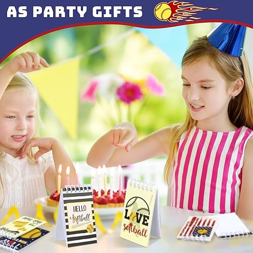 Miniatura 6 de Outus 24 blocs de notas de sóftbol para fiesta, softbol, mini cuaderno, pequeño, para deportes, 2.36 x 3.94 pulgadas, notas en espiral para softbol,