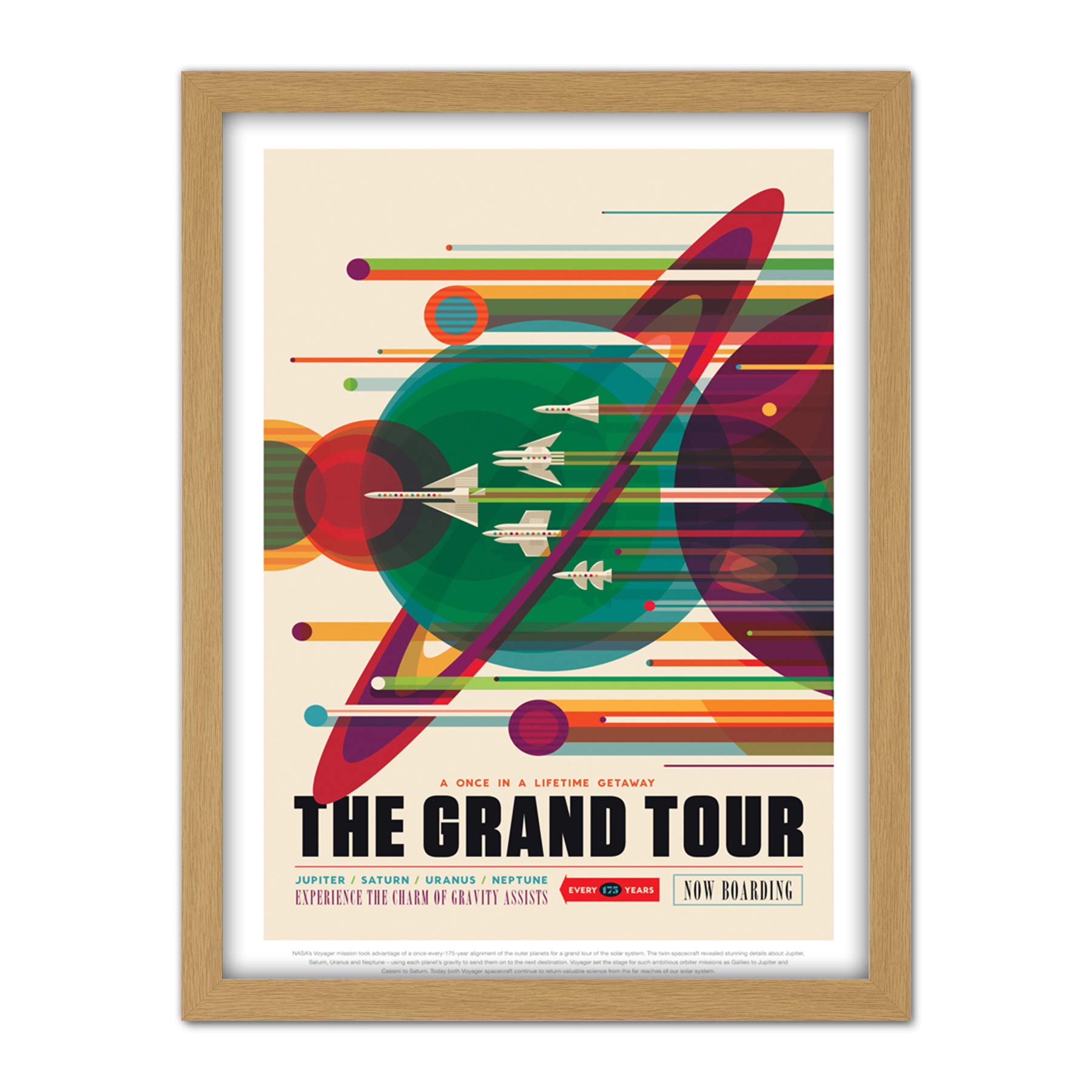 The Grand Tour NASA Space Tours Travel Artwork Framed Wall Art Print 18X24 Inch