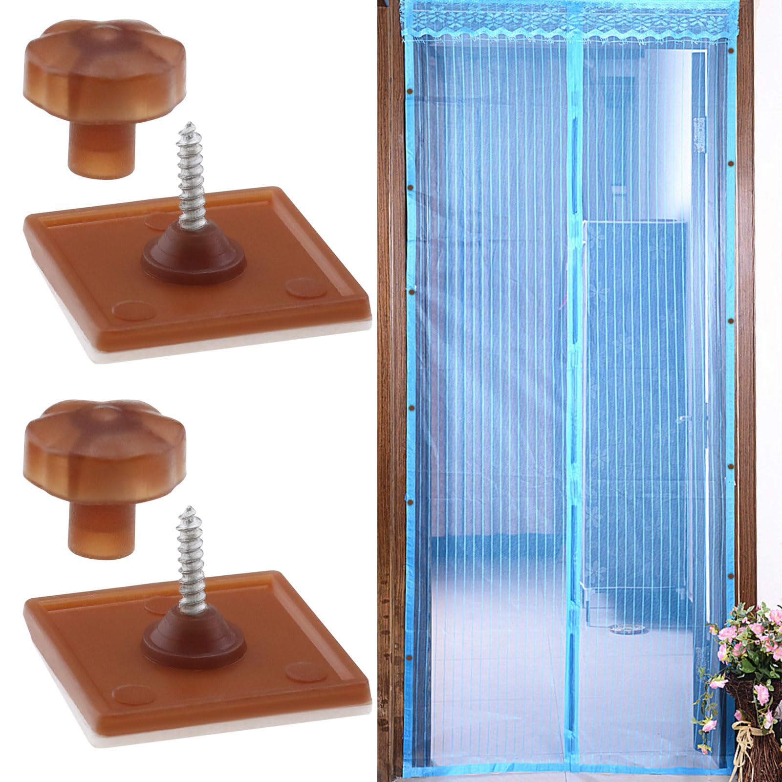 SG Store 56 hebillas de mosquitera para ventana con cubierta de rosca, hebillas de montaje autoadhesivas para mosquiteras, ventanas, ventanas, puertas, mosquiteras (20 x 20 x 13 mm)