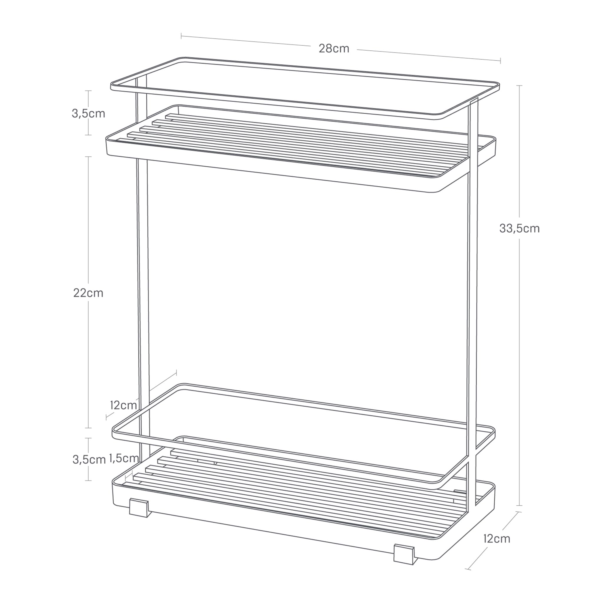 YAMAZAKI Tower Dispenser Rack – 2-stöckiges Duschregal, Schwarz, Stahl, 28 X 33,5 Cm
