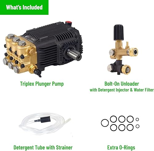 Miniatura 8 de CANPUMP CE 3650 S Bomba de lavado a presión de 3600 psi a 5 gpm EE. UU. con transmisión por correa, descargable externa, eje sólido de 24 mm, bomba