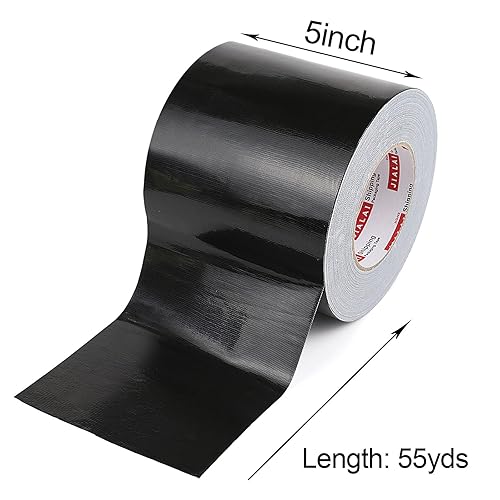 Miniatura 3 de Cinta adhesiva negra, rollo ancho, grado industrial, 5 pulgadas x 55 yardas (164 pies), 9 mil, resistente, impermeable, fuerte, flexible, sin