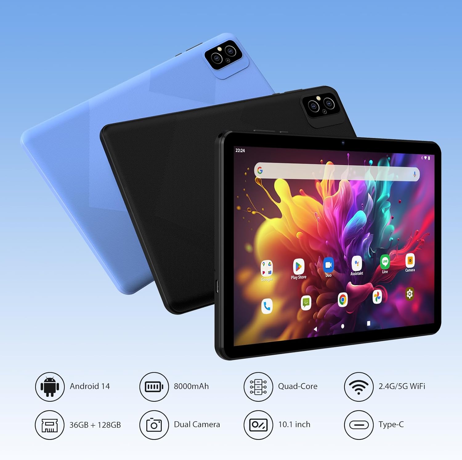 WOREGOO Tablet with Bluetooth Keyboard and Mouse